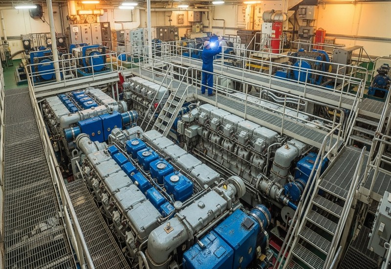 Marine engine room maintenance chemicals, descalers, and degreasers supplied by ship chandlers in Oman